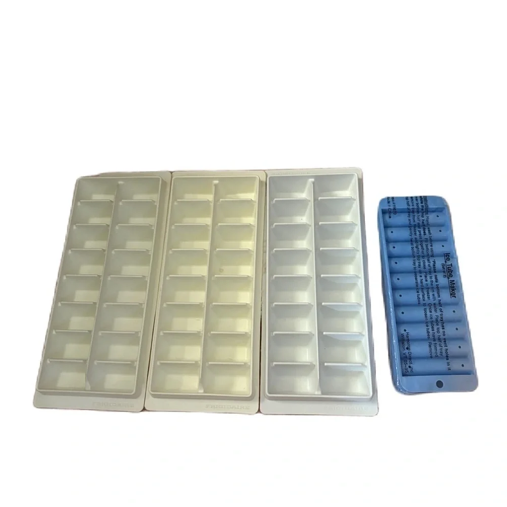 Vintage 3 Frigidaire 16 Cube White Plastic Ice Cube Tray Large Cube Stackable